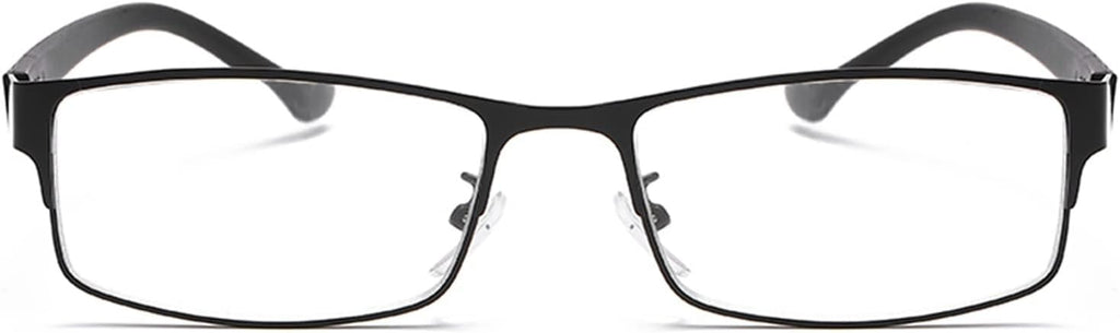 Fashion Men Reading Glasses with Spring Hinge,Lightweight Metal Computer Game Readers (Color : Black, Size : 3.5+)