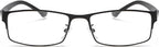 Fashion Men Reading Glasses with Spring Hinge,Lightweight Metal Computer Game Readers (Color : Black, Size : 3.5+)