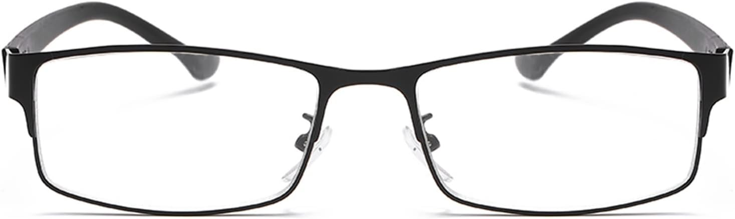 Fashion Men Reading Glasses with Spring Hinge,Lightweight Metal Computer Game Readers (Color : Black, Size : 1.0+)