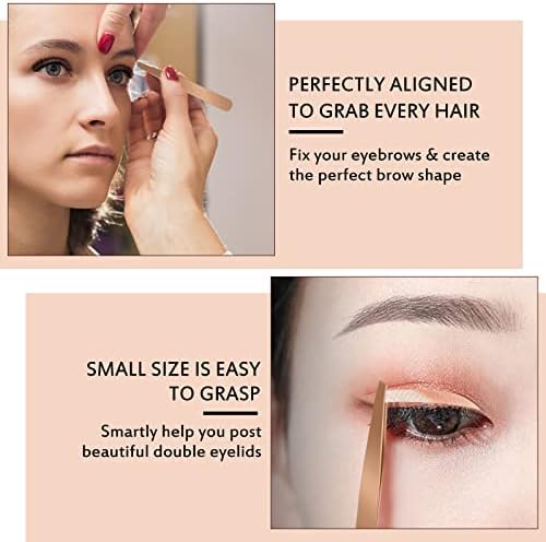 B&Qaugen False Eyelash Applicator Tool 2 pieces for Lash Clusters, Gold DIY Eyelash Tweezers Set (Golden,2pcs)