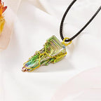 Natural Crystal Meteorite Necklace, Gold Irregular Lab Czech Meteorite Stone Pendant Energy Stone, Healing Natural Gemstone Pendant for Protection and Healing