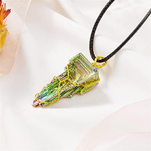 Natural Crystal Meteorite Necklace, Gold Irregular Lab Czech Meteorite Stone Pendant Energy Stone, Healing Natural Gemstone Pendant for Protection and Healing