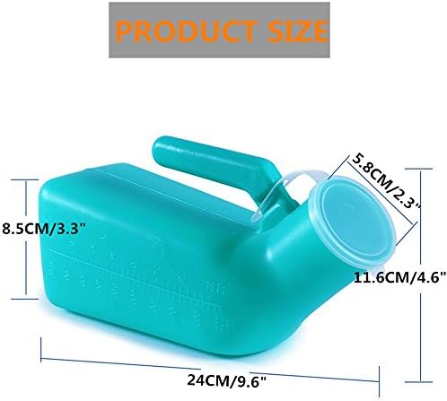 Thick Firm Male Urinal,YUMSUM Urine Bottle with Replacement Lids 32oz./1000mL (Green,2 Pack)