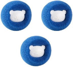 3Pcs Clothes Anti-Winding Adsorption Hair Removal Cleaning Ball, Reusable Hair Remover Washing Machine Catcher Laundry Ball, Dryer for Clothing Dog Cat Pet Remover(Blue)
