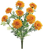 Covered Outdoor Artificial Marigold Bush - 13"