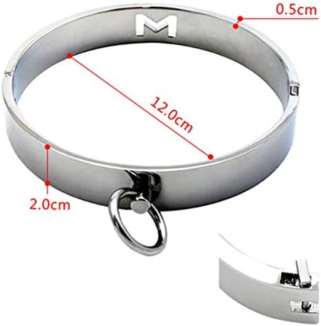 BDSM Collar Metal Choker with Fetish Nipple Clamps and Clit Clip M letter Necklace for Women Men SM Breast Stimulation Sex Toys for Women and Men Couple (Diameter:4.72 inch/12 cm, Silver-0)