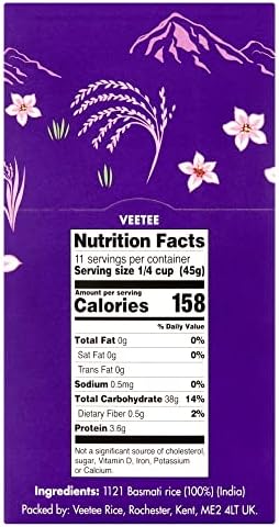 Veetee Rice Box - Basmati 1121 - Premium Authentic Rice - 1.1lb, Pack Of 6