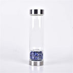 Natural Crystal Water Bottle Reusable Gem Glass Water Bottle for Making Natural Quartz Crystal Elixir Infused Gemwater Bottle Crystal Point Energy Water Bottle 550Ml (Color : Lapis Lazuli)