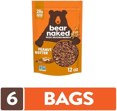 Bear Naked Granola Cereal, Breakfast Snacks, Peanut Butter (6 Bags)
