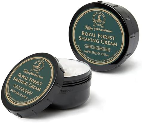 Taylor of Old Bond Street Royal Forest Fragrance Shaving Cream Bowl 150g (2-Pack) – Rich Lather for Traditional Shaving