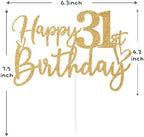 Gold Glitter Happy 31st Birthday Cake Topper, Cheers to 31 Years/31 Years Loved & Blessed, Funny 31st Birthday Party Decorations Supplies