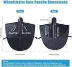 300D Wheelchair Poncho Rain Cape Cover for Adults with Semi-Transparent Hood and Waterproof Zipper