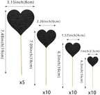 35 PCS Black Heart Cupcake Toppers Glitter Sweet Love Cupcake Picks Bridal Shower Party Decorations for Love Theme Wedding Engagement Birthday Valentine's Day Party Cake Decorations Supplies