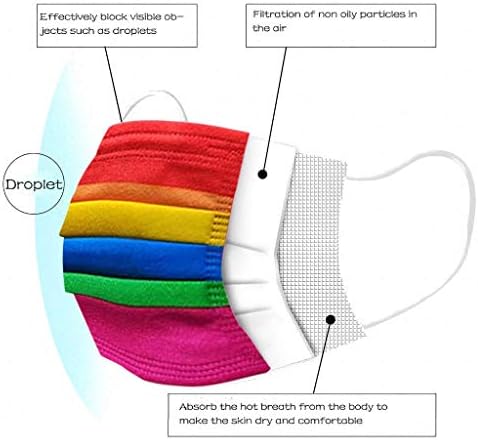 50/100Pcs Rainbow Printed Pattern Disposable Face Masks for Kids/Adult,3-ply Face Mouth Protection Shield