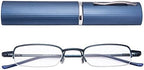 EYEGUARD 2 Pairs of Classic Spring Hinges Readers in Slim Pen Clip Portable Aluminum Hard Case Reading Glasses