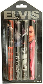 Midsouth Products Elvis Presley Pen Set – 4-Pack of Collectible Ballpoint Pens Featuring Iconic Elvis Photos – Officially Licensed