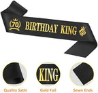 70th Birthday Gifts for Men, 70th Birthday Decorations for Men, Party Decor Supplies Including King Crown & Sash & Balloons & Cake Topper & Candles