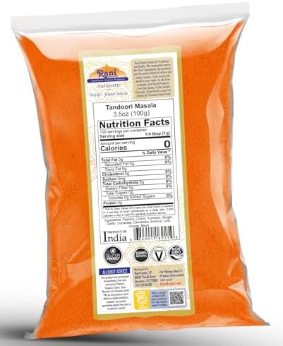 Rani Tandoori Masala (Natural, No Colors Added) Indian 11-Spice Blend 3.5oz (100g) ~ Salt Free | Vegan | Gluten Friendly | NON-GMO | Kosher | Indian Origin