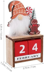 Wooden Christmas Countdown Advent Calendar: Santa Block Calendar with Wood Date - Cute Date Display Blocks Desk Accessory for Home Table Room(Gingerbread Man)