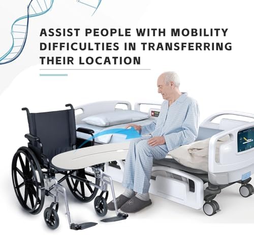 Crescent-Shaped Transfer Board with 360° Rotating Disk for Assisted Wheelchair Transfers, 400 lb Support