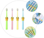 FOMIYES 4pcs Cartoon Soft Bristle Toothbrushes for Ages 2-10, Mild Teeth Cleaning Brush with Colorful Animal Design, Oral Care Manual Toothbrush Set