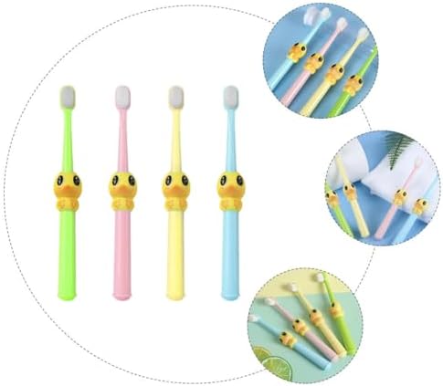 FOMIYES 4pcs Cartoon Soft Bristle Toothbrushes for Ages 2-10, Mild Teeth Cleaning Brush with Colorful Animal Design, Oral Care Manual Toothbrush Set