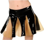 Black and Transparent Sexy Mini Swing Latex Skirts with Trims Rubber Bottoms,Transparent + Black,Medium