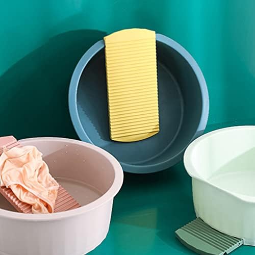 Washboard Basin Set 14 Inch Hand Washing Clothes Basin with Non-Slip Washboard for Household and Baby Laundry Durable Plastic Washbasin for Infant Clothes Cleaning