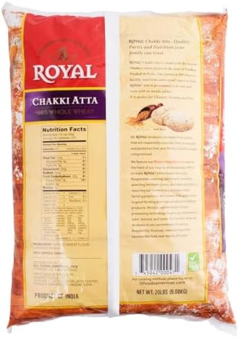 Royal Chakki Atta 100% Whole Wheat Flour - 20 lb. By TableTop King