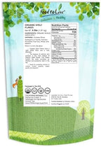 Food to Live Organic Spelt Flakes, 4 Pounds - Rolled Spelt Made from Whole Grain Non-GMO Berries, Uncooked, Raw Whole Foods, Vegan, Kosher, Bulk, Great for Breakfast Cereal and Granola.