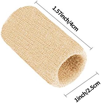 20 Pieces Finger Compression Sleeves Elastic Finger Protectors Thumb Splint Brace for Arthritis Pain Relief, Basketball Sport (Beige)