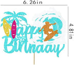 Surfing Cake Topper -surfboardcake topper Beach Party Decor for Surfer Birthdays, Summer Luau & Hawaii Theme Celebrations, Blue Glitter Surfboard Cake Decoration