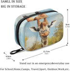 Fustylead Cute Grinsende Giraffe Oil Painting Travel Pill Case Bag with Zipper Weekly Pill Box 8 Compartments 7 Day Personal Pill Case Purse Medicine Case Organizer