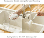 Bottle Brush Long Handle Cup Cleaner Brush Sponge Bottle Scrubber Detachable Handle Portable Sponge Cleaning Brush for Cups Wine Glasses Water Bottles Baby Bottles and Vacuum Flasks (Blue)