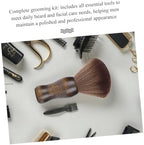 Beard and Mustache Grooming Brush Set, 5pcs Wood Handle Facial Hair Cleaning Kit for Men, Natural Bristle Beard Care Tool for Daily Use and Travel