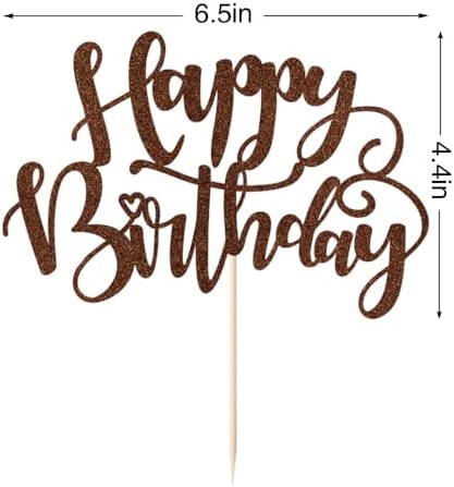 Handmade Glitter Happy Birthday Cake Topper,Birthday Party Cake Decorations, Anniversary/Birthday Party Decoration Supplies (Brown)