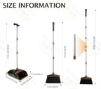 Broom and Dustpan Set with Long Handle, Light Weight Stainless Steel Poles Stand Upright Dustpans with Broom Combo for Home Kitchen Office Pet Dog Hair, 1-Pack (Black Brown)