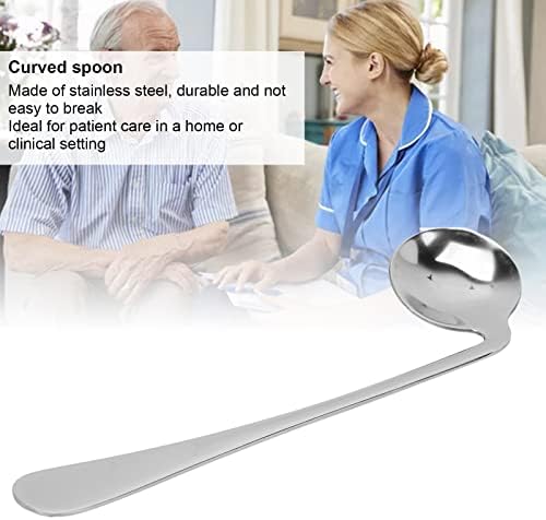 Self Feeding Curved Utensil Angled Spoon, Stainless Steel Curved Spoon, for Hand Tremors, Joint Pain or Elderly Use, Left Right Handed Grip Easy Offset Spoon(Right Hand)