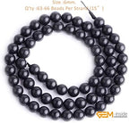 GEM-Inside 6mm Natural Black Russian Shungite Polished Round Stone Chakra Beads for Jewelry Making Full 15" Strand Power Energy Healing Stone