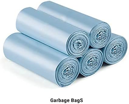 Thick Trash Bags Garbage Bags 150 Count (5 Rolls) 45 50cm 10L for Kitchen Office Bedroom Bathroom (Turkey Blue)
