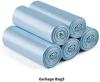 Thick Trash Bags Garbage Bags 150 Count (5 Rolls) 45 50cm 10L for Kitchen Office Bedroom Bathroom (Turkey Blue)