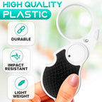 Pocket Magnifying Glass Keychain with Light – Folding Keychain Magnifier with Flip Head Design, 5.3"x2"x0.5" – Compact Portable Magnifying Tool for Reading, Hobbies, Repairs, Menus & Small Text