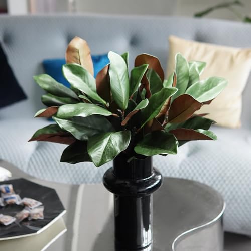 Magnolia Stems 6PCS Single Stem Fake Leaves for Home Table Festivals Indoor Outdoor Decor (Green)