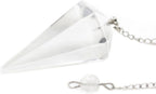 Justinstones Natural Clear Quartz Gemstone Rock Crystal Hexagonal Pointed Reiki Chakra Pendant Pendulum