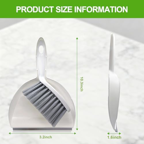 Mini Broom and Dustpan Set,Hand Broom with Dustpan Combo Nesting Snap-On Handheld Dust Pan and Brush Set, Small Broom and Dustpan Set for Kitchen, Desktop, Pet, Floor, Sofa, Grey White