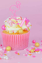 Pink Flamingo Party Candy Sprinkles for Ice Cream Cake, Cookie, Cupcake Decorating Baking Tropical Ocean Summer Cake Decorations Sprinkles Toppings Rose Pastel Jimmies Gold Nonpareils Confetti Quin