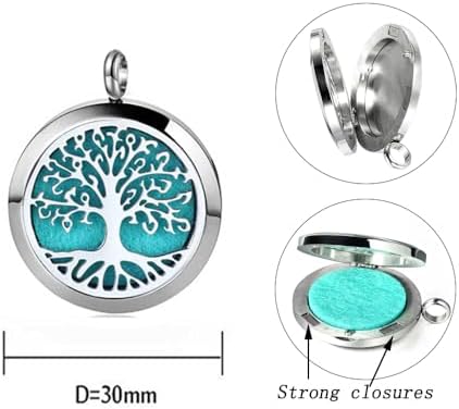 Aromatherapy Essential Oil Diffuser Necklace Tree of Life Pattern Stainless Steel Locket Pendant