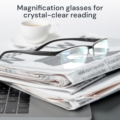 Gaoye Executive Style Reading Glasses Men - Durable Readers with Blue Light Filtering- Comfortable Fit with TR90 Frames
