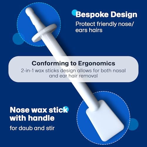 Nose & Ear Waxing Sticks–Professional Nasal Hair Removal 60 Precision Applicators for Pain-Free Waxing at Home. Say Goodbye to Plucking! (Wax refills & wipes sold separately.)