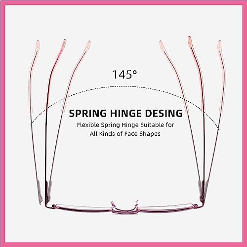 3 Pack Slim Pocket Reading Glasses for Men Women Blue Light Blocking Compact Readers Spring Hinge Metal Frame